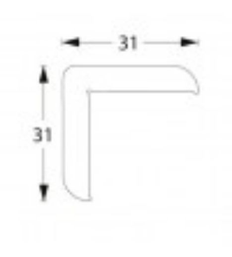 Billede af Hjørneliste HVID 31x31mm